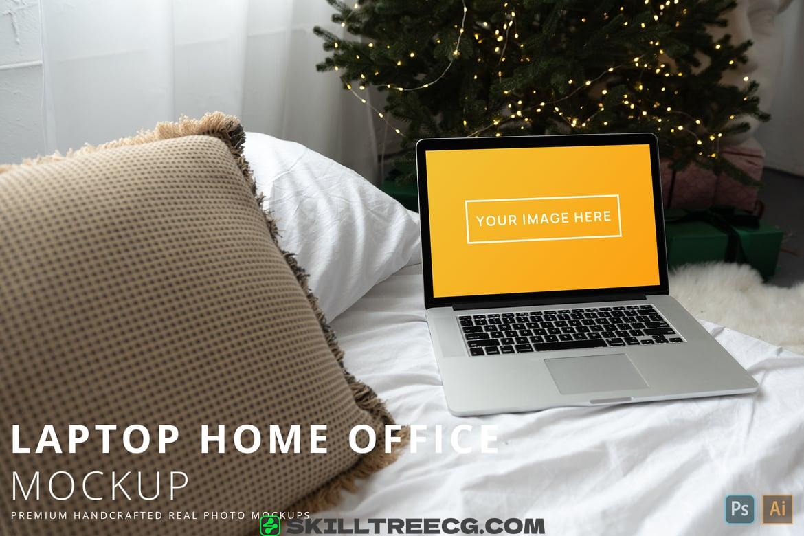 MacBook Pro Cozy Home Office Christmas Mockup（177978）-技能树